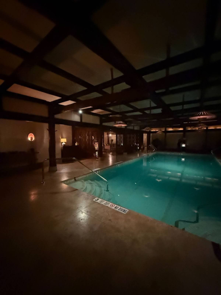 Darkly lit swimming pool